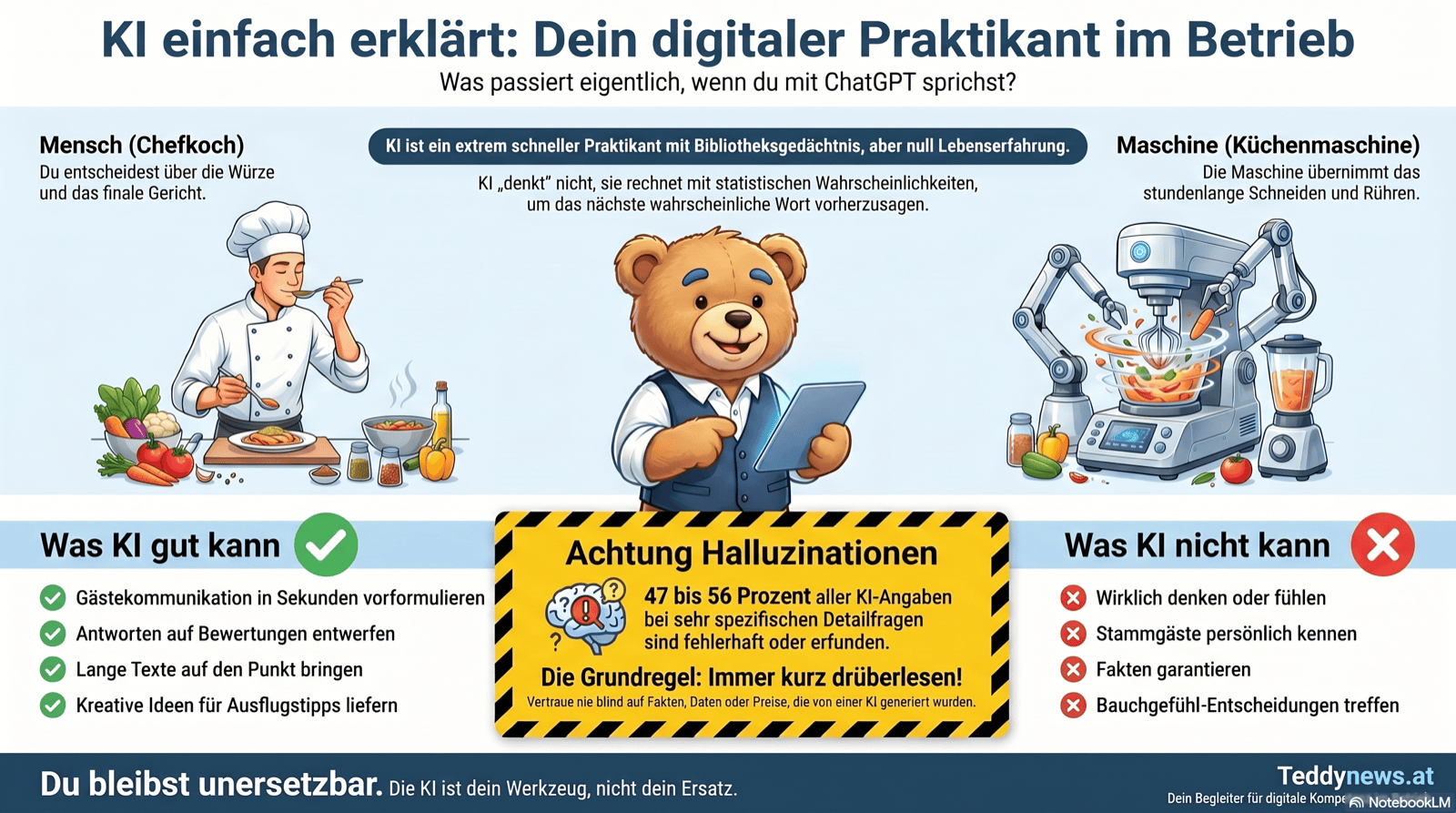 Infografik: KI einfach erklärt — Was passiert, wenn du mit ChatGPT sprichst?